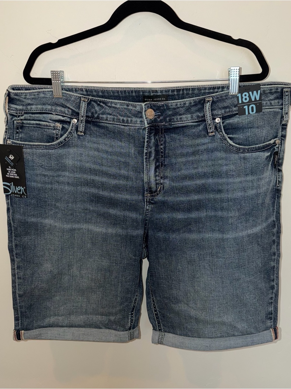 Silver Jeans Elyse Mid-Rise Bermuda Shorts, Indigo, 18W